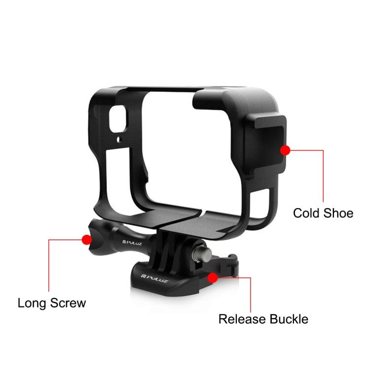 For Insta360 Ace Pro PULUZ Plastic Cage Expansion Adapter Frame with Cold Shoe Base (Black)
