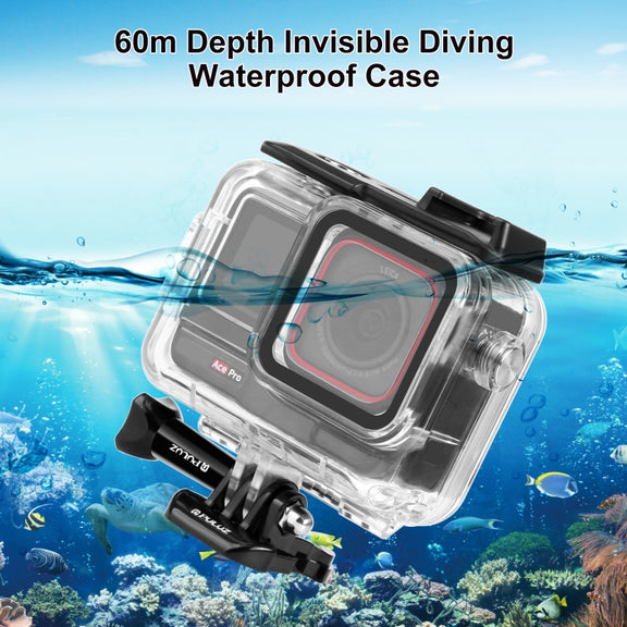 For Insta360 Ace Pro / Pro 2 PULUZ 60m Underwater Water-resistant Housing Case with Base Adapter & Screw (Transparent)