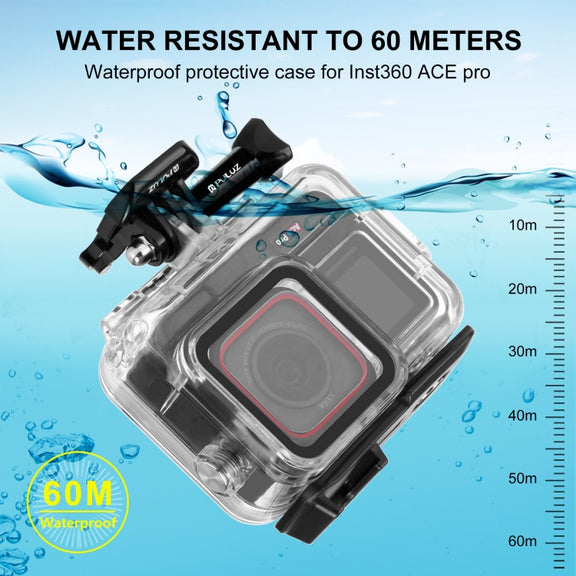 For Insta360 Ace Pro / Pro 2 PULUZ 60m Underwater Water-resistant Housing Case with Base Adapter & Screw (Transparent)