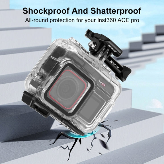 For Insta360 Ace Pro / Pro 2 PULUZ 60m Underwater Water-resistant Housing Case with Base Adapter & Screw (Transparent)