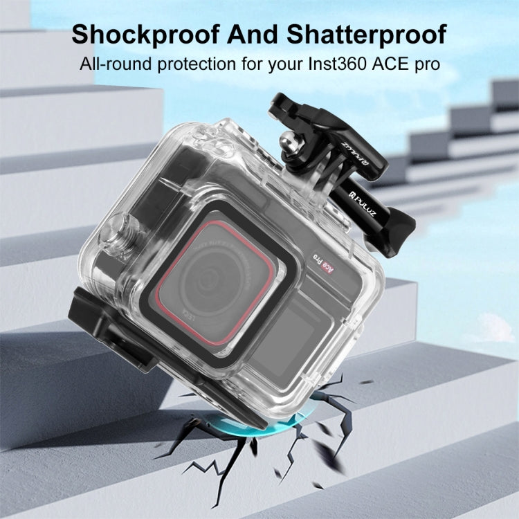 For Insta360 Ace Pro / Pro 2 PULUZ 60m Underwater Water-resistant Housing Case with Base Adapter & Screw (Transparent)