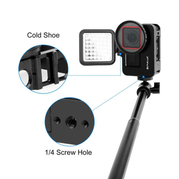 For Insta360 Ace Pro / Ace PULUZ Metal Cage Adapter Frame with 52mm UV Filter & Adapter Ring (Black)
