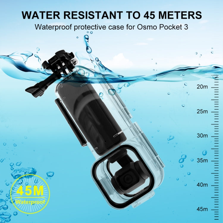 For DJI Osmo Pocket 3 PULUZ 45m Underwater Water-resistant Housing Diving Case (Transparent)