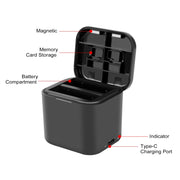 For Insta360 Ace Pro 2 / Pro 1 / Ace PULUZ Battery Charging Box Battery & Memory Card Storage Case (Black)