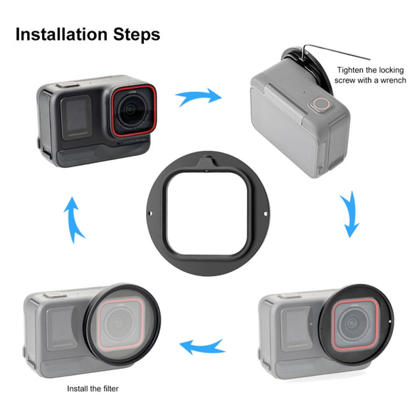 For Insta360 Ace Pro PULUZ 52mm UV Lens Filter Adapter Ring with Lens Cover (Black)