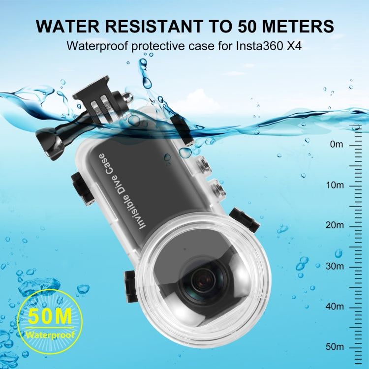 For Insta360 X4 PULUZ 50m Water-resistant Sealed Diving Case (Transparent)