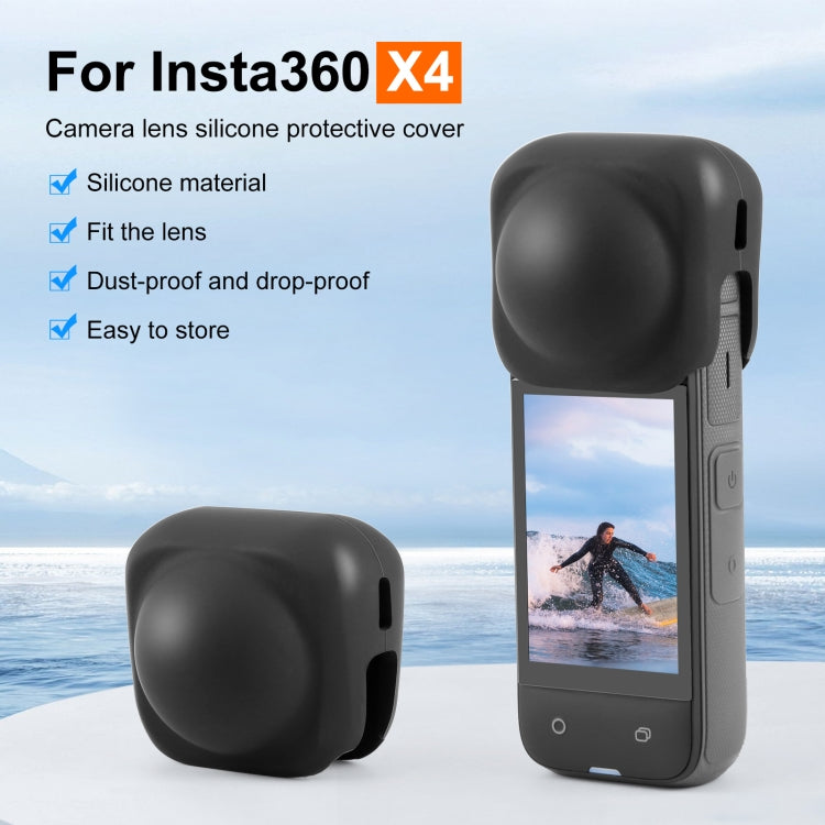 For Insta360 X4 / X5 PULUZ Silicone Protective  Lens Cover (Black)