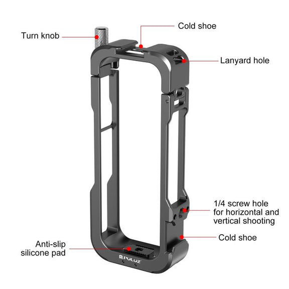 For Insta360 X4 PULUZ Metal Protective Cage Rig Housing Frame with Lens Cover (Black)