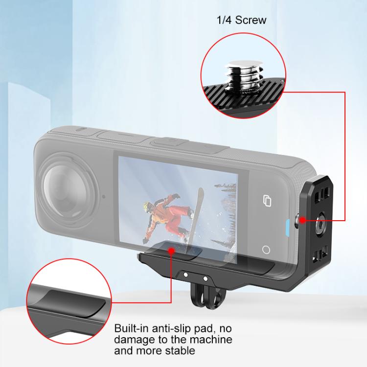 For Insta360 X4 / X5 PULUZ Vertical Horizontal Shooting Quick Release Metal  L Bracket (Black)
