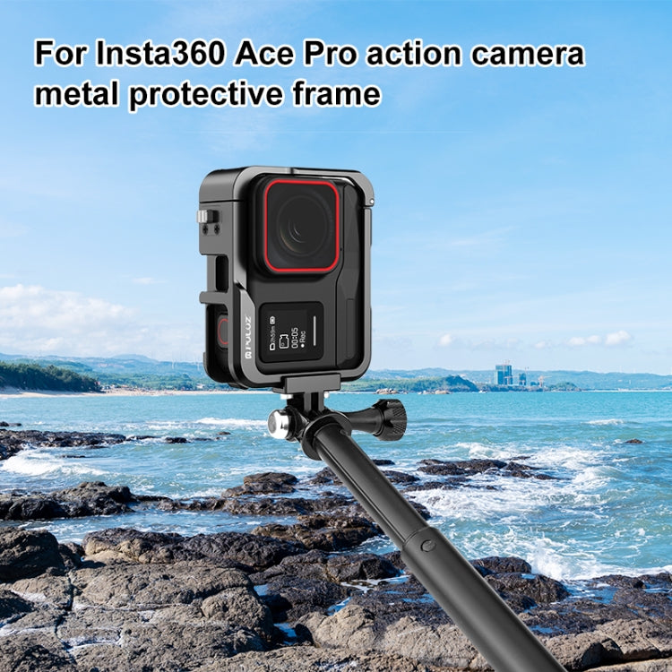 For Insta360 Ace Pro PULUZ Metal Protective Cage Adapter Frame (Black)