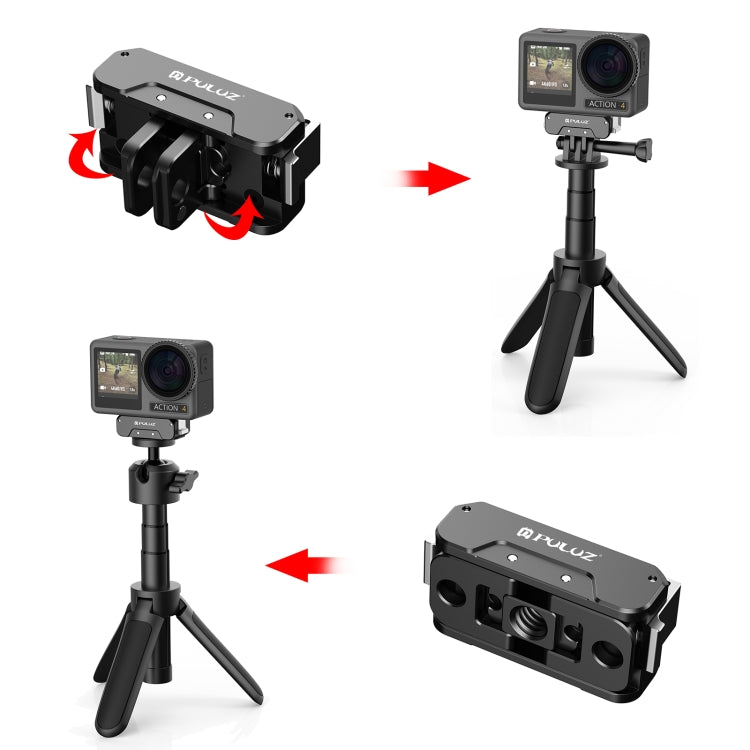 For DJI Osmo Action 5 Pro / 4 / 3 PULUZ Magnetic Quick Release Metal Base (Black)