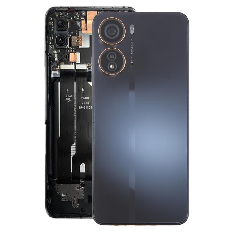 For ZTE Axon 40 Lite Plastic Battery Back Cover with Middle Frame / Camera Lens Cover(Black)