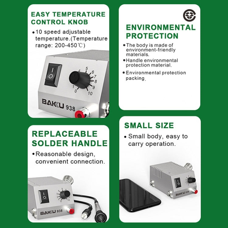 BAKU BK-938 Powerful Mini Anti-static Soldering Station Welder Machine, EU Plug (Silver)