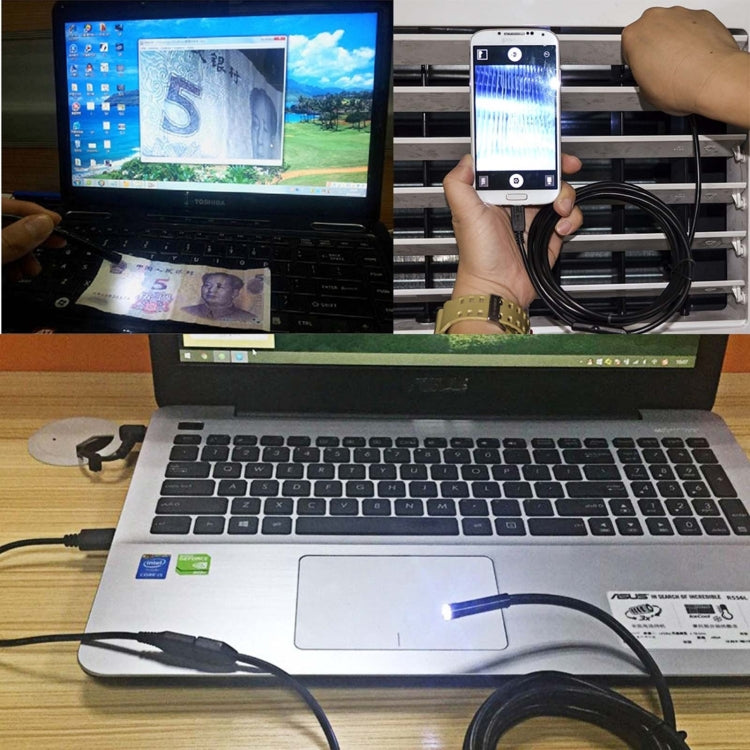 Micro USB Endoscope Snake Tube Inspection Camera with 6 LED for OTG Android Phone, Lens Diameter: 7mm, Length: 5m Hard Cable