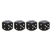 Universal 8mm Dice Style Aluminium Alloy Car Tire Valve Caps, Pack of 4(Black)