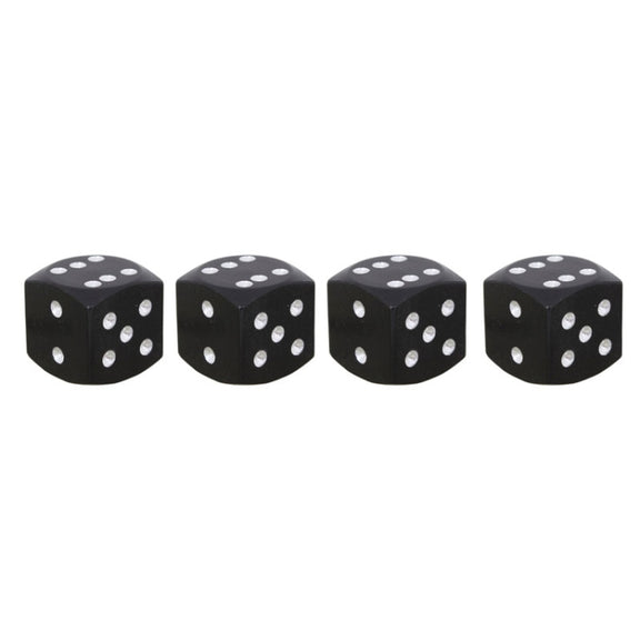 Universal 8mm Dice Style Aluminium Alloy Car Tire Valve Caps, Pack of 4(Black)