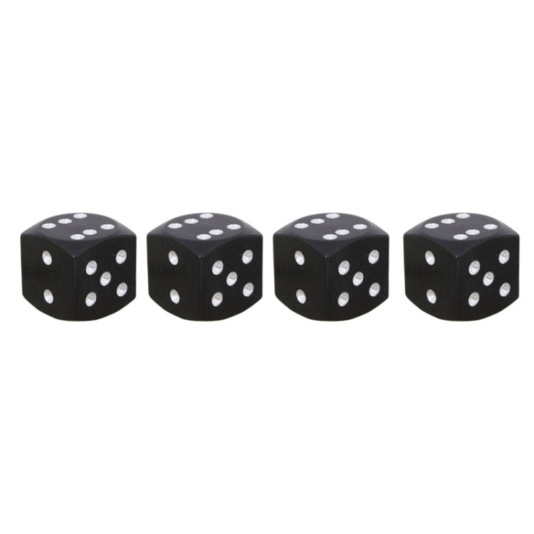 Universal 8mm Dice Style Aluminium Alloy Car Tire Valve Caps, Pack of 4(Black)