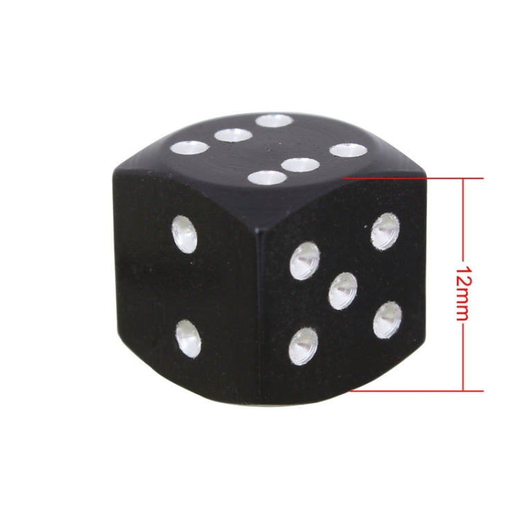 Universal 8mm Dice Style Aluminium Alloy Car Tire Valve Caps, Pack of 4(Black)