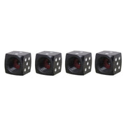 Universal 8mm Dice Style Aluminium Alloy Car Tire Valve Caps, Pack of 4(Black)