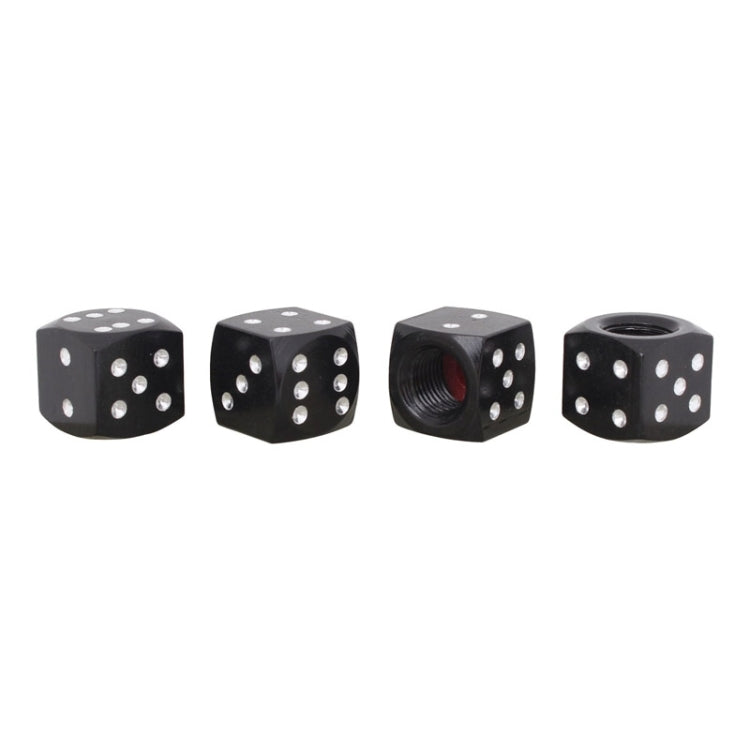 Universal 8mm Dice Style Aluminium Alloy Car Tire Valve Caps, Pack of 4(Black)