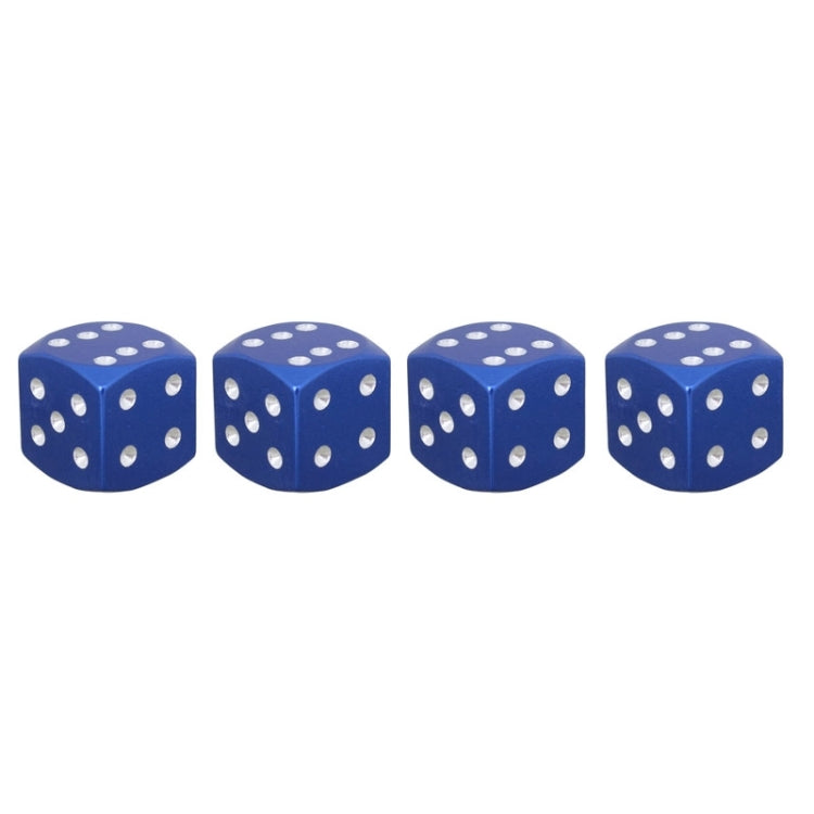 Universal 8mm Dice Style Aluminium Alloy Car Tire Valve Caps, Pack of 4(Blue)