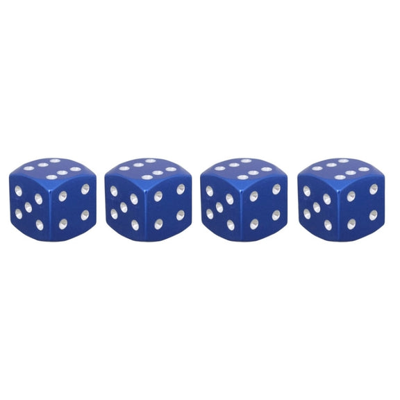 Universal 8mm Dice Style Aluminium Alloy Car Tire Valve Caps, Pack of 4(Blue)