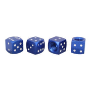 Universal 8mm Dice Style Aluminium Alloy Car Tire Valve Caps, Pack of 4(Blue)