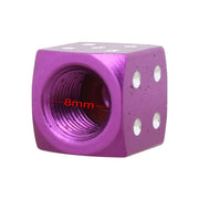 Universal 8mm Dice Style Aluminium Alloy Car Tire Valve Caps, Pack of 4(Purple)
