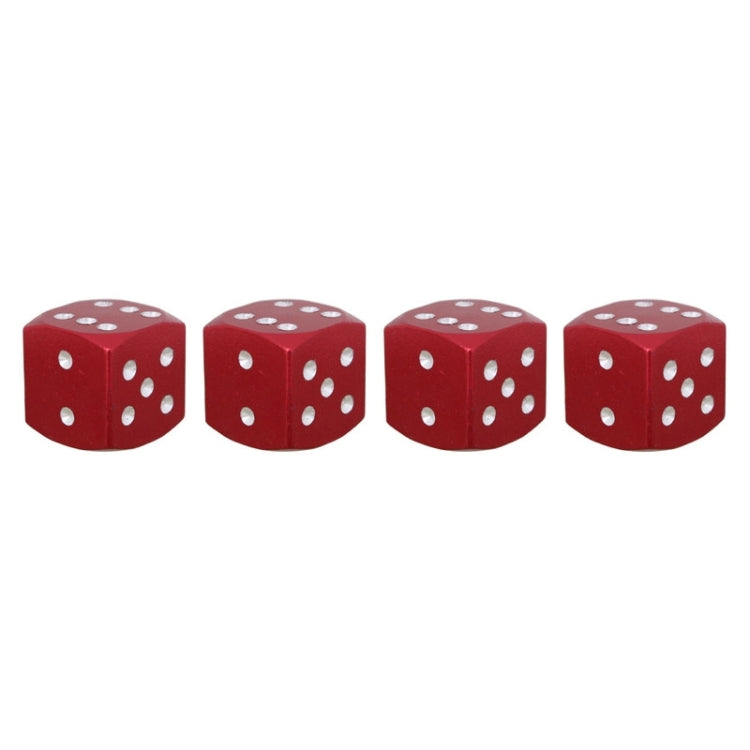 Universal 8mm Dice Style Aluminium Alloy Car Tire Valve Caps, Pack of 4(Red)
