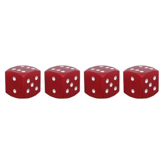 Universal 8mm Dice Style Aluminium Alloy Car Tire Valve Caps, Pack of 4(Red)