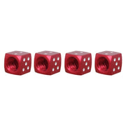 Universal 8mm Dice Style Aluminium Alloy Car Tire Valve Caps, Pack of 4(Red)
