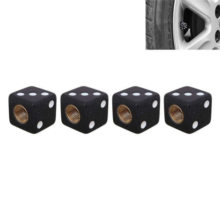 Universal 8mm Dice Style Plastic Car Tire Valve Caps, Pack of 4(Black)