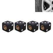 Universal 8mm Dice Style Plastic Car Tire Valve Caps, Pack of 4(Black)
