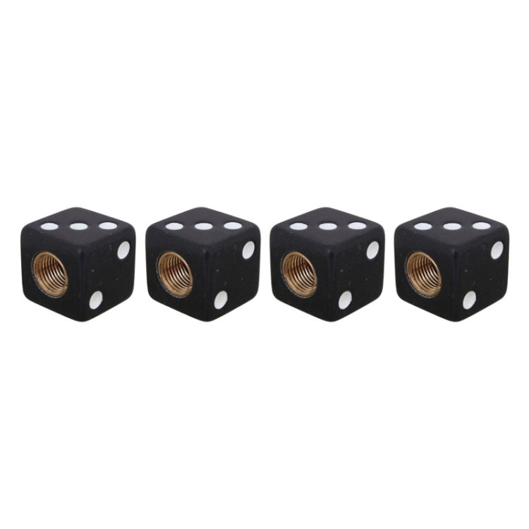Universal 8mm Dice Style Plastic Car Tire Valve Caps, Pack of 4(Black)