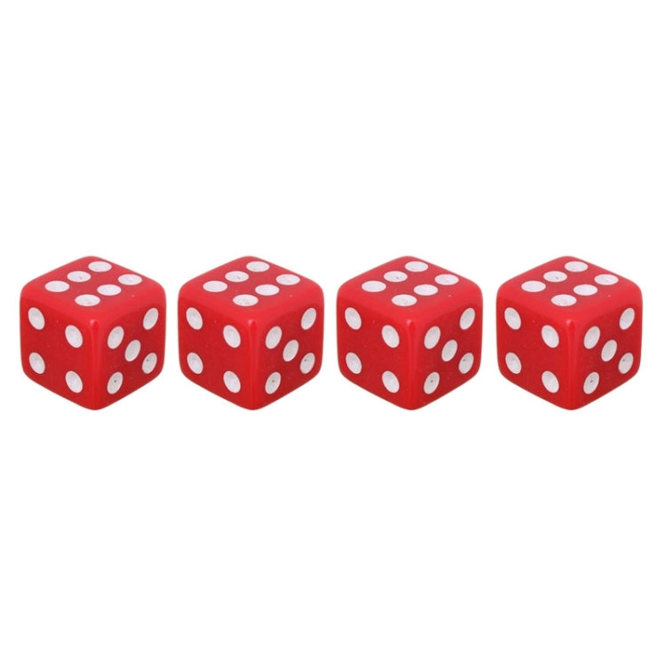 Universal 8mm Dice Style Plastic Car Tire Valve Caps, Pack of 4(Red)