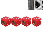 Universal 8mm Dice Style Plastic Car Tire Valve Caps, Pack of 4(Red)