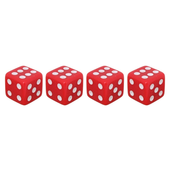 Universal 8mm Dice Style Plastic Car Tire Valve Caps, Pack of 4(Red)
