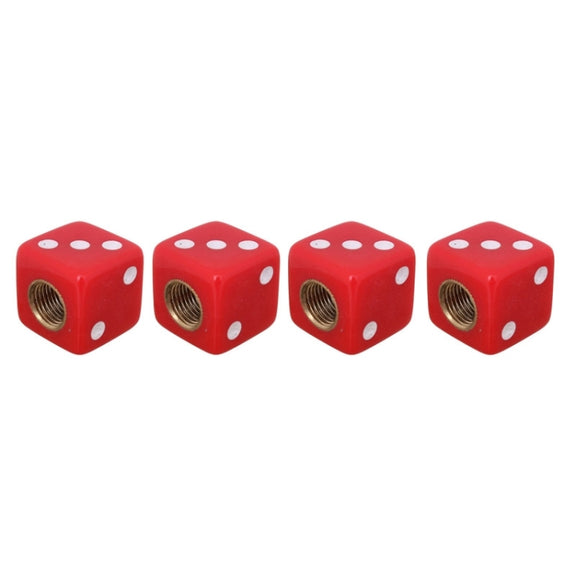 Universal 8mm Dice Style Plastic Car Tire Valve Caps, Pack of 4(Red)