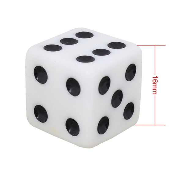 Universal 8mm Dice Style Plastic Car Tire Valve Caps, Pack of 4(White)
