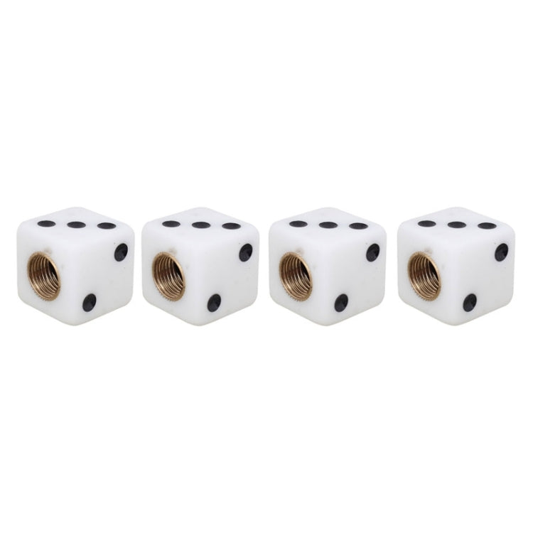 Universal 8mm Dice Style Plastic Car Tire Valve Caps, Pack of 4(White)