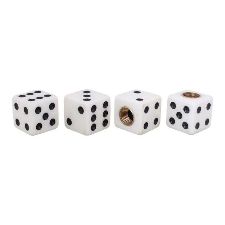 Universal 8mm Dice Style Plastic Car Tire Valve Caps, Pack of 4(White)