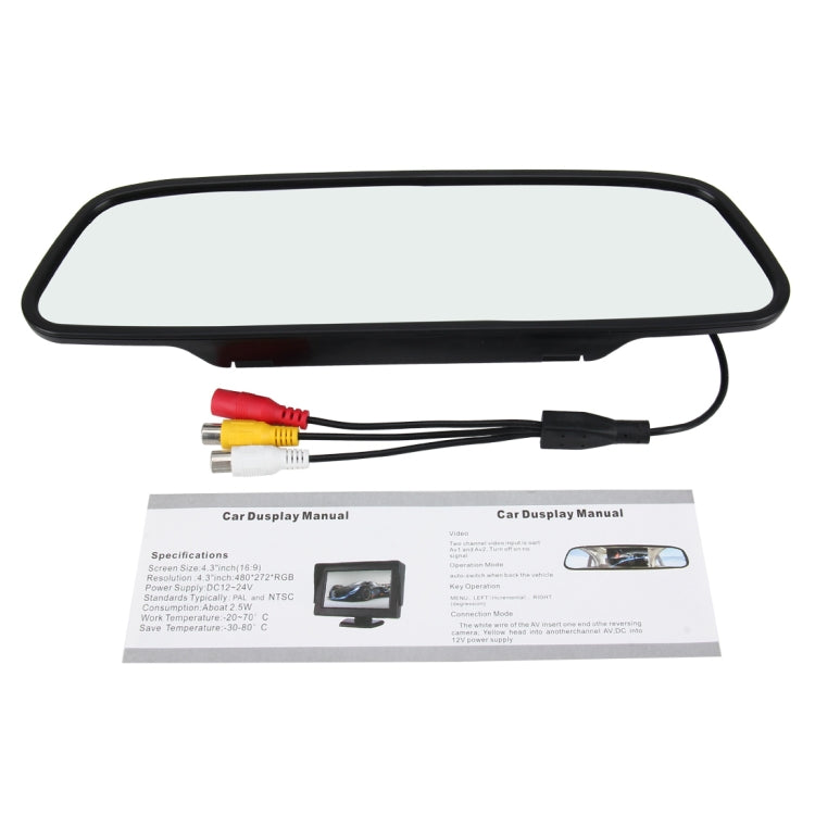 4.3 inch 480*272 Rear View TFT-LCD Color Car Monitor, Support Reverse Automatic Screen Function(Black)
