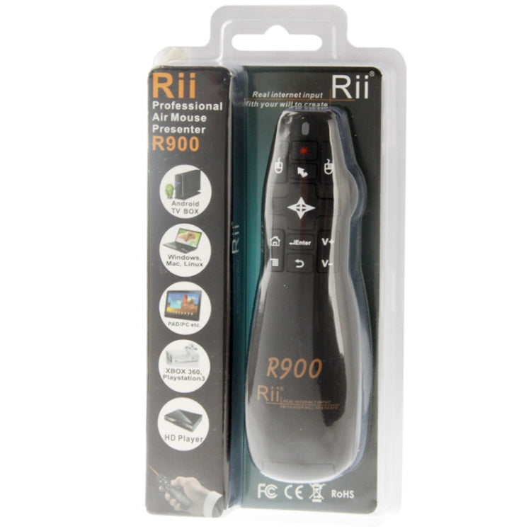 2.4G Wireless Presenter Laser Pointer Fly Mouse Rii Professional Air Mouse R900 for HTPC / Android TV BOX / PS3 / XBOX360 / Tablet PC (K14 R900)(Black)