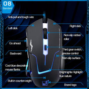 T7 Wired 3 Color Changeable 1200 DPI 1600DPI 2400DPI Gaming USB Optical Mouse
