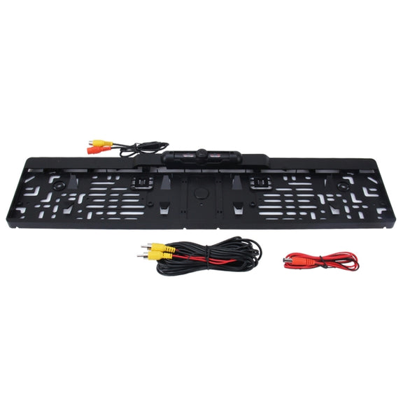 European Car License Plate Frame Rear View Camera, Size: 52.8cm x 12.6cm(Black)
