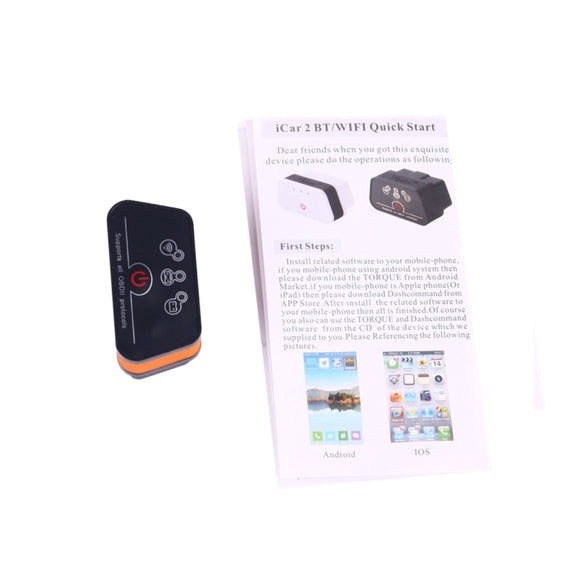 High Quality Super Mini Vgate iCar2 ELM327 OBDII WiFi Car Scanner Tool, Support Android & iOS(Black+Orange)