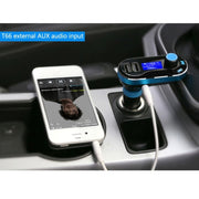 Bluetooth Tacking Handsfree Car Kit FM Transmitter with Remote Control, 2.1A Dual Car Charger, For iPhone, Galaxy, Sony, Lenovo, HTC, Huawei, and other Smartphones