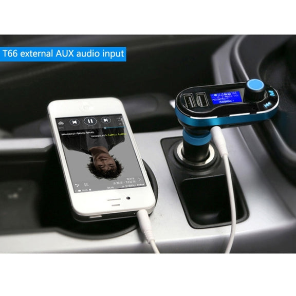 Bluetooth Tacking Handsfree Car Kit FM Transmitter with Remote Control, 2.1A Dual Car Charger, For iPhone, Galaxy, Sony, Lenovo, HTC, Huawei, and other Smartphones