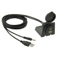 USB 2.0 & 3.5mm Male to Female Extension Cable with Car Flush Mount, Length: 2m - DIY Cables by PMC TechLife | Online Shopping South Africa | PMC TechLife | Buy Now Pay Later Mobicred
