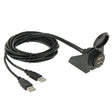 2 USB 2.0 Male to Female Extension Cable with Car Flush Mount, Length: 2m - DIY Cables by PMC TechLife | Online Shopping South Africa | PMC TechLife
